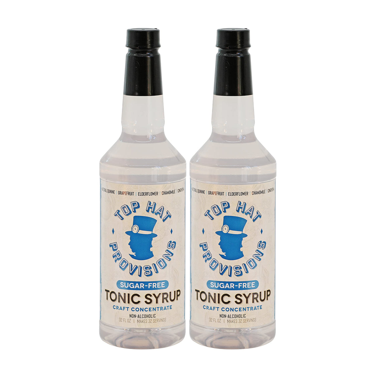 Top Hat Provisions tonic syrup bottle being poured for zero-calorie gin and tonic.