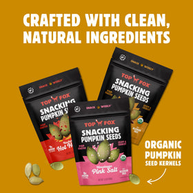 Top Fox Nashville Hot Honey seeds bag highlights spicy crunch for on-the-go snacking.