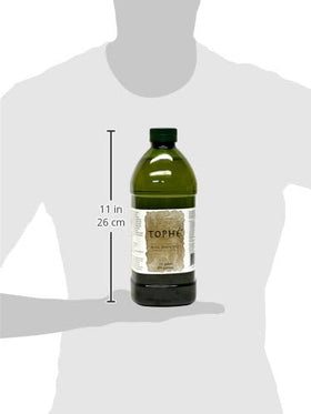 Tophé Rice Bran Oil close-up reveals golden, unfiltered texture and natural flavor.