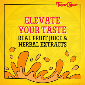 Topo Chico Sabores Tropical Mango ingredients label and no added sugars claim