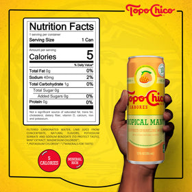 Eight-pack of Topo Chico Sabores Tropical Mango for convenient refreshment