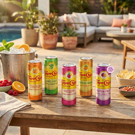 Topo Chico Tropical Mango can offers sunny fruit notes and refreshment