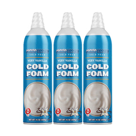 Toppers Coffee Foam Vanilla can atop a latte, delivering silky vanilla foam