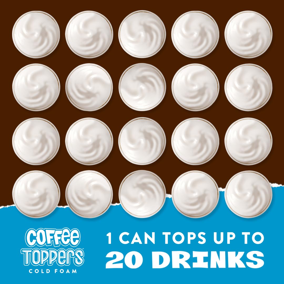 Three 15-ounce cans of Toppers Coffee Foam Vanilla in a pack