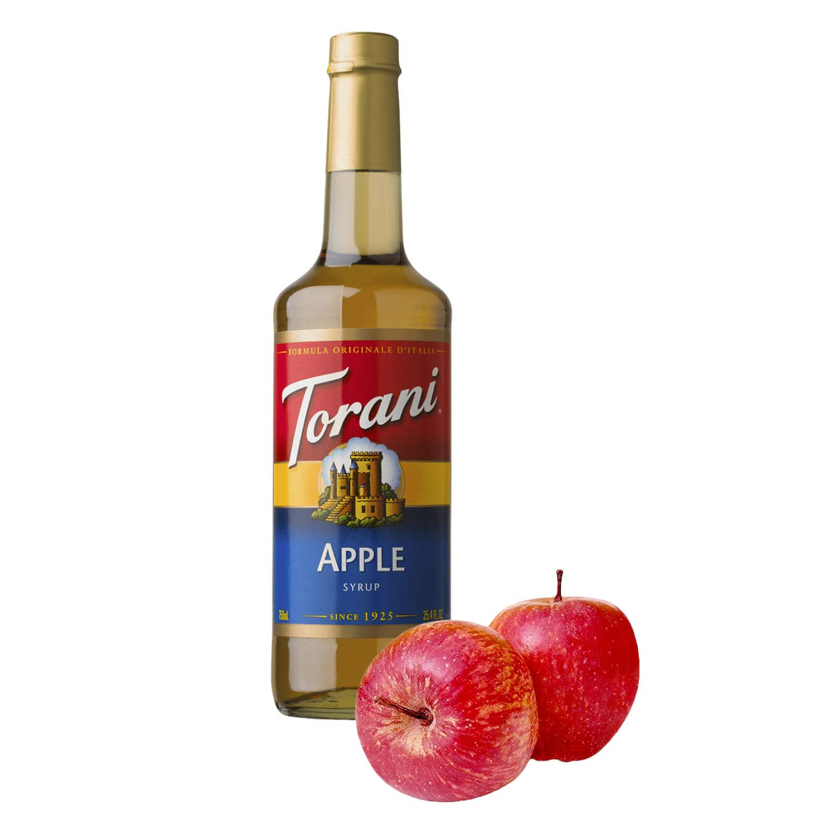 Torani Apple Syrup being poured into a glass for flavorful beverages