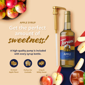 Torani apple syrup being poured to enhance a cocktail.