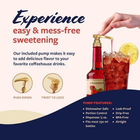 Barista-style beverage setup using Torani strawberry syrup