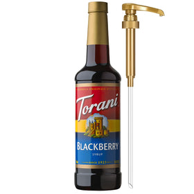 Torani Blackberry Syrup bottle with pump for easy flavoring