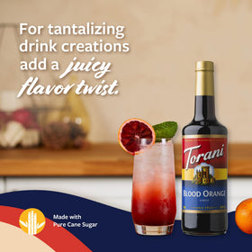Torani Blood Orange Syrup adding flavor to iced tea for a refreshing twist.