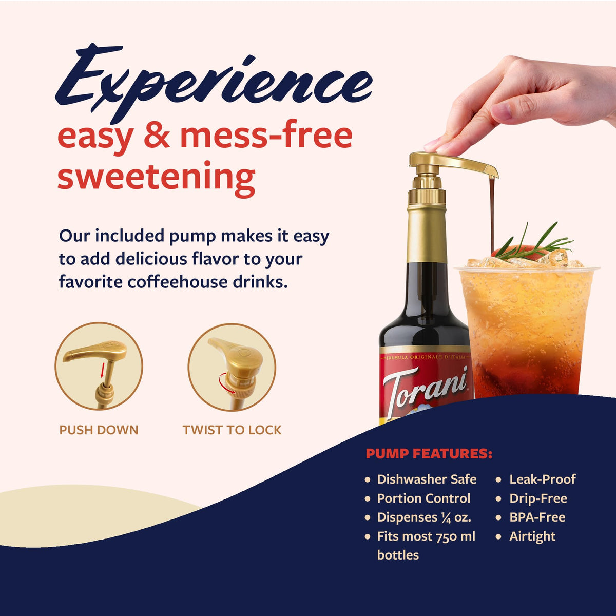 Torani Blood Orange Syrup flavoring sparkling water and sodas with citrus lift.