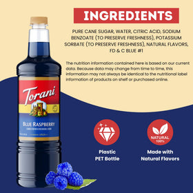 Cocktail featuring Torani Blue Raspberry Syrup with bright hue