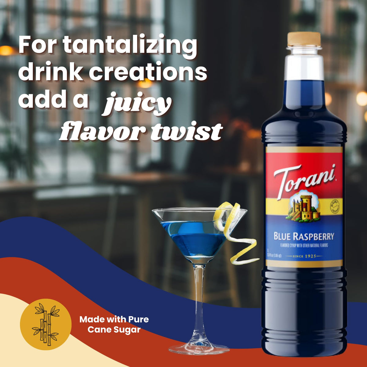 Iced tea enhanced with Torani Blue Raspberry Syrup