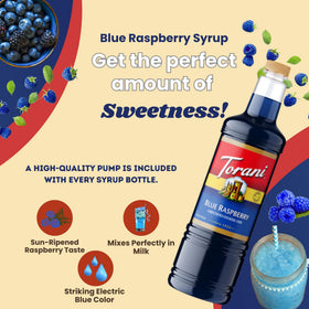 Milkshake boosted with Torani Blue Raspberry Syrup for color