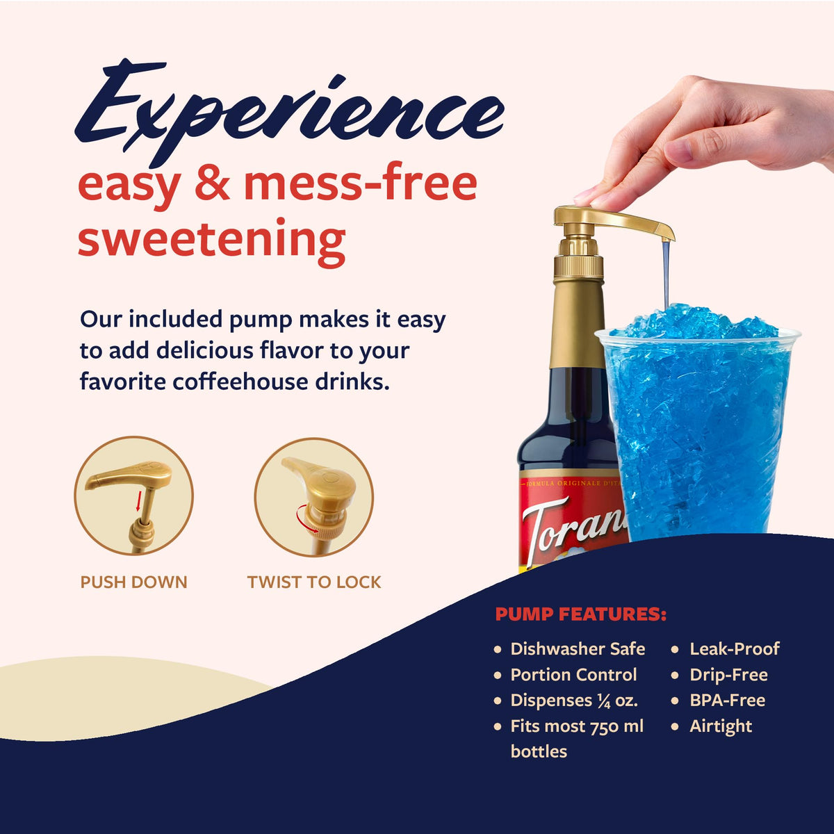 Torani Blue Raspberry Syrup snow cone adds vibrant flavor.
