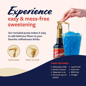 Torani Blue Raspberry Syrup snow cone adds vibrant flavor.