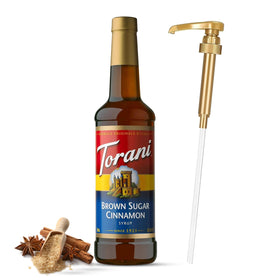 Torani Brown Sugar Cinnamon Syrup bottle for rich coffee flavor enhancement