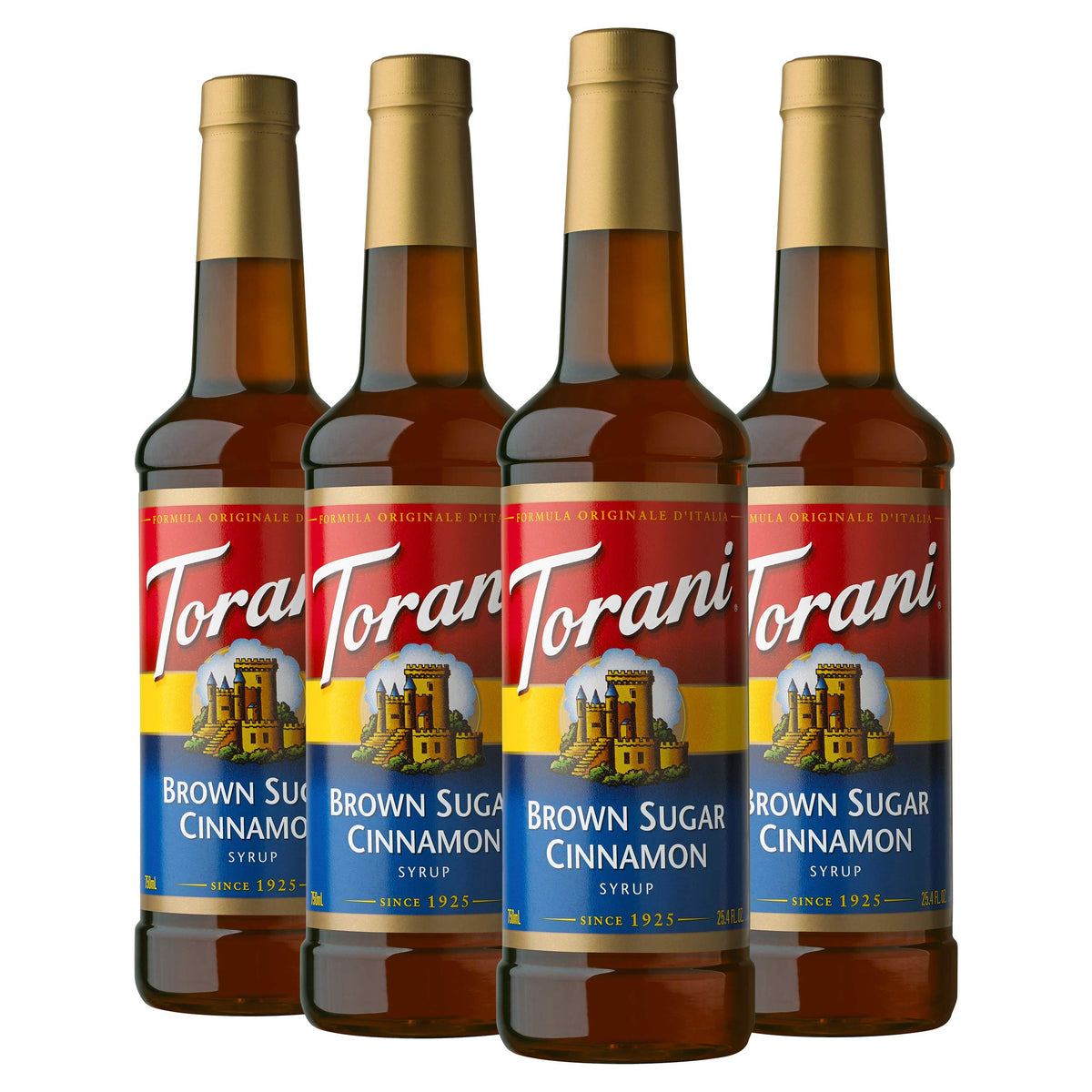 Torani Brown Sugar Cinnamon Syrup bottle front showing rich color and bakery-inspired aroma