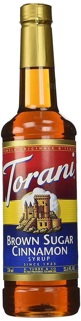 Torani Brown Sugar Cinnamon Syrup bottle ready to flavor drinks with warm spice