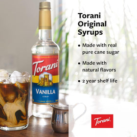 Pancakes drizzled with Torani Brown Sugar Cinnamon Syrup for dessert flair