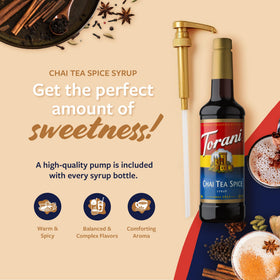 Torani chai spice syrup pump-dispense for precise portions