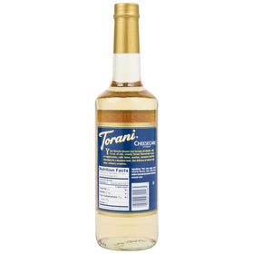 Torani Cheesecake Syrup pouring action enhances hot or iced beverages.