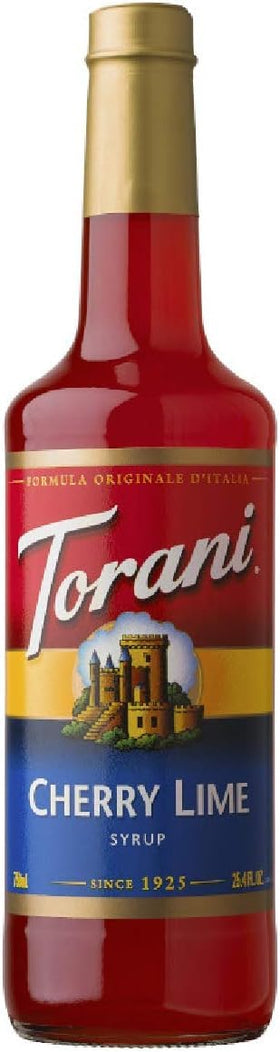 Torani Cherry Lime 750ml bottle for beverages.