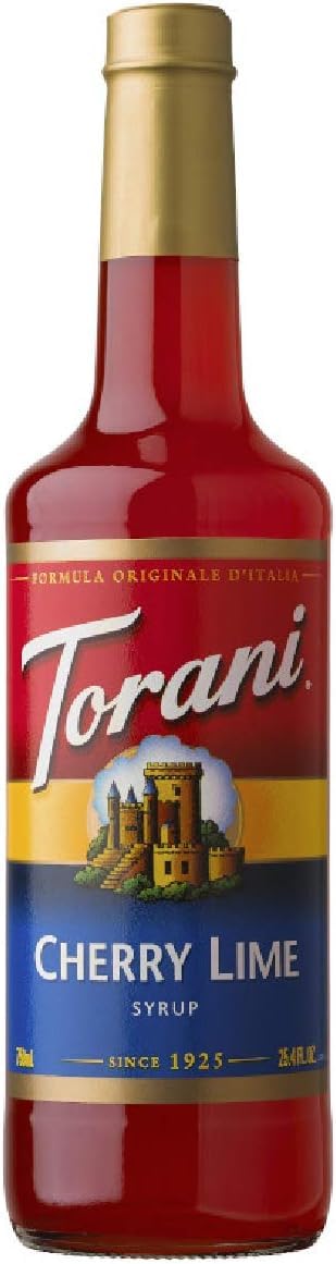 Torani Cherry Lime 750ml bottle for beverages.