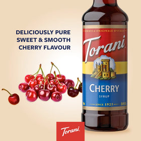 Torani Cherry Syrup deep red hue evokes ripe cherries.