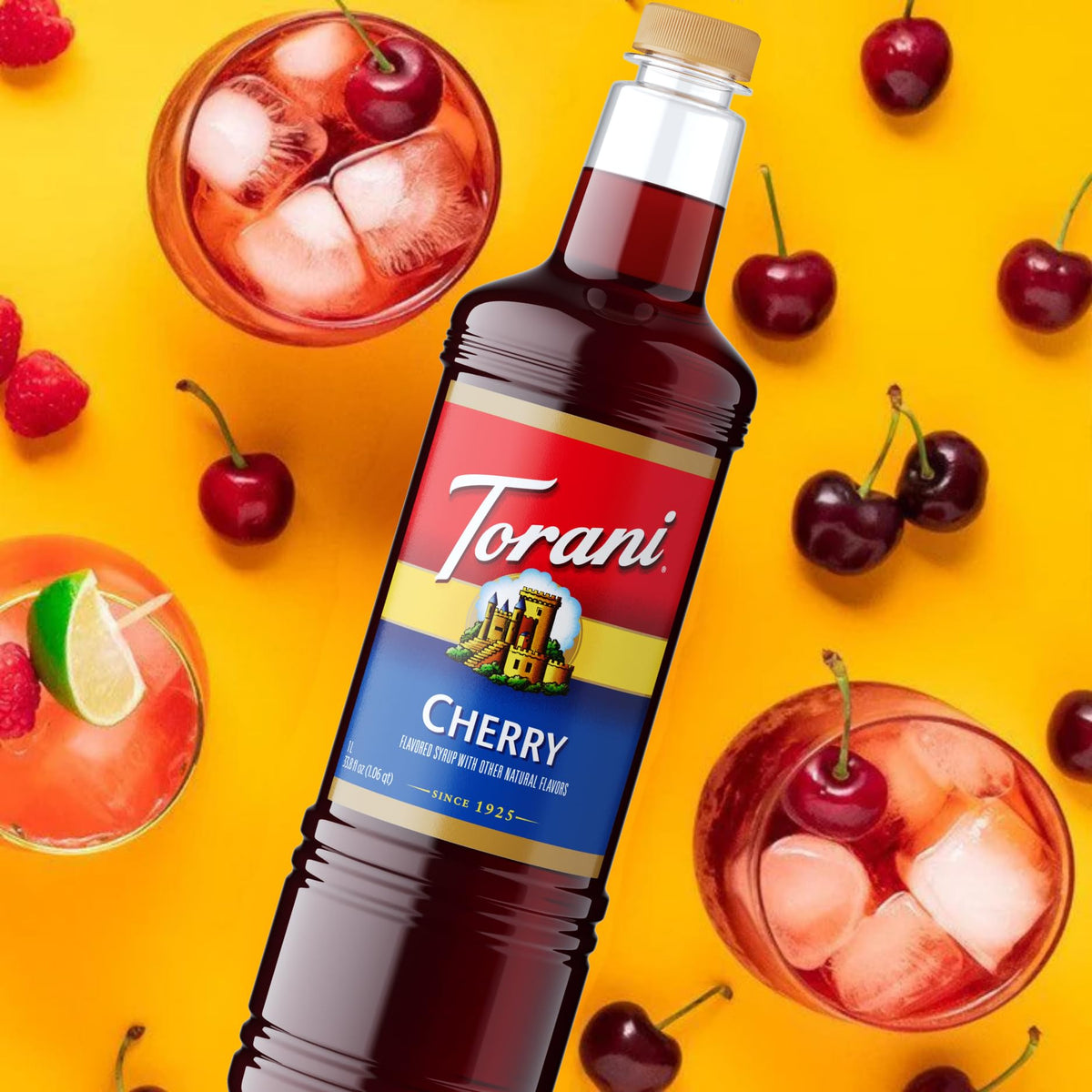 Dessert drizzle with Torani Cherry Syrup adds bold cherry sweetness