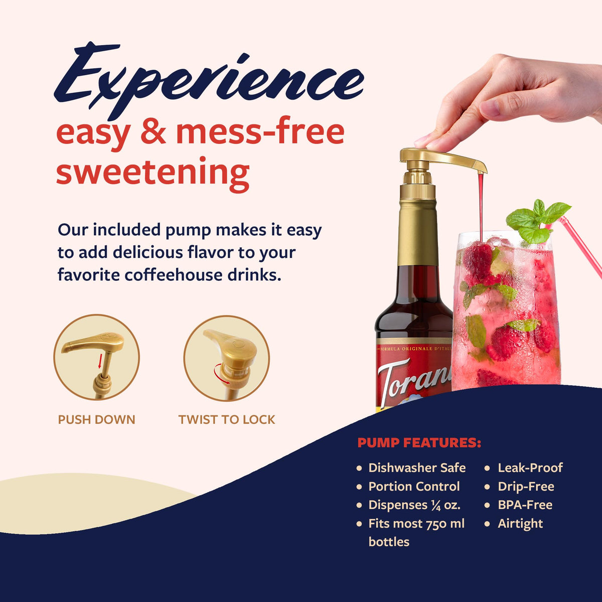 A glass of cherry-flavored beverage enhanced by Torani syrup.