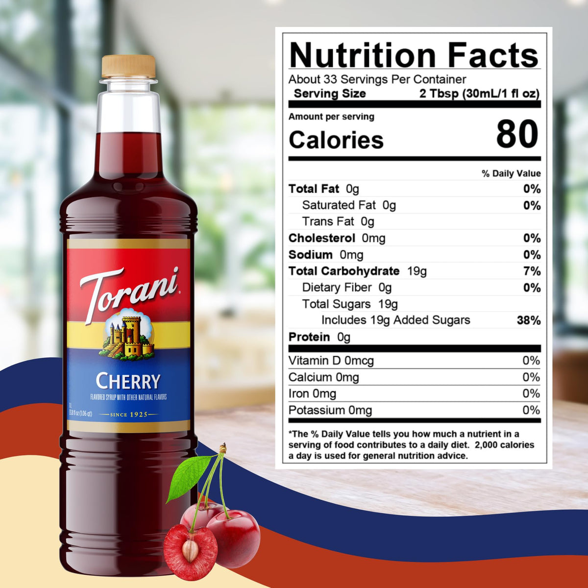 Latte with Torani Cherry Syrup demonstrates rich, true-to-fruit flavor