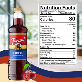 Latte with Torani Cherry Syrup demonstrates rich, true-to-fruit flavor