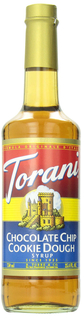 Torani Chocolate Chip Cookie Dough Syrup bottle—ideal for café-style drinks at home.