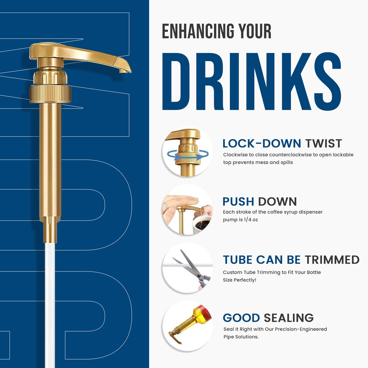 Torani Coconut Syrup pump-pour action ready for flavoring beverages.