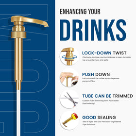 Torani Coconut Syrup pump-pour action ready for flavoring beverages.