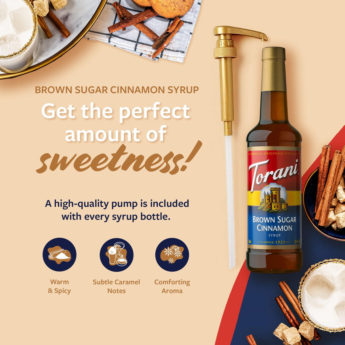 Torani coffee drink prepared with brown sugar cinnamon syrup for a comforting sip.