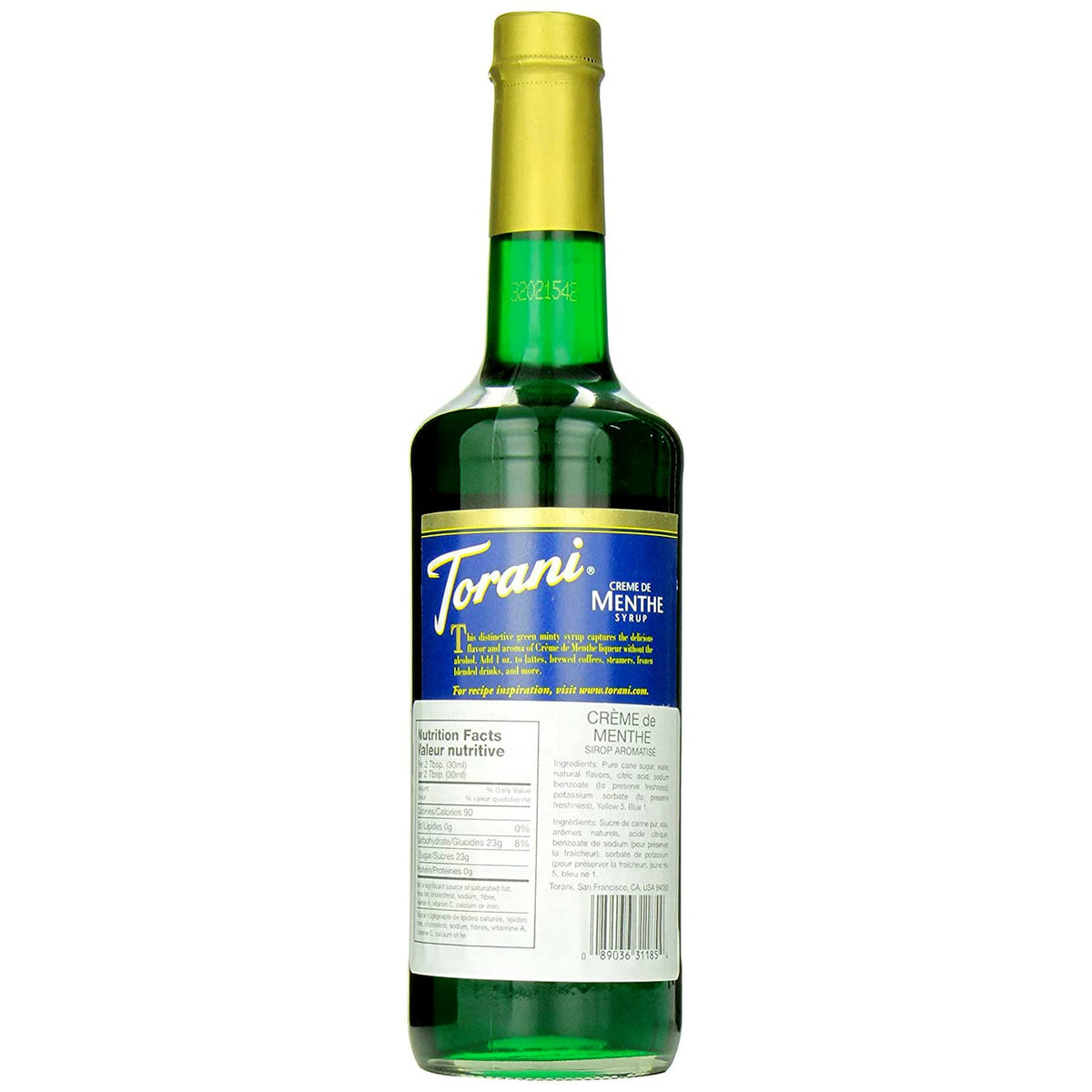 Torani Creme De Menthe Syrup dessert garnish for minty treats.