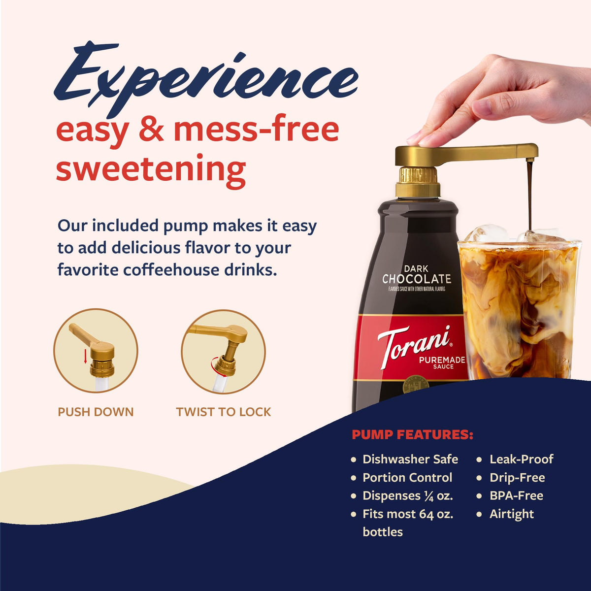 Torani dark chocolate sauce enhancing coffeehouse drinks at home