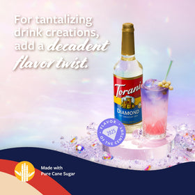 Torani Diamond Syrup drink prep showcasing versatile use in cocktails and mocktails.