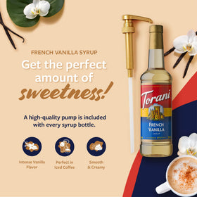 Steamed milk and vanilla steam art accented by Torani French Vanilla.