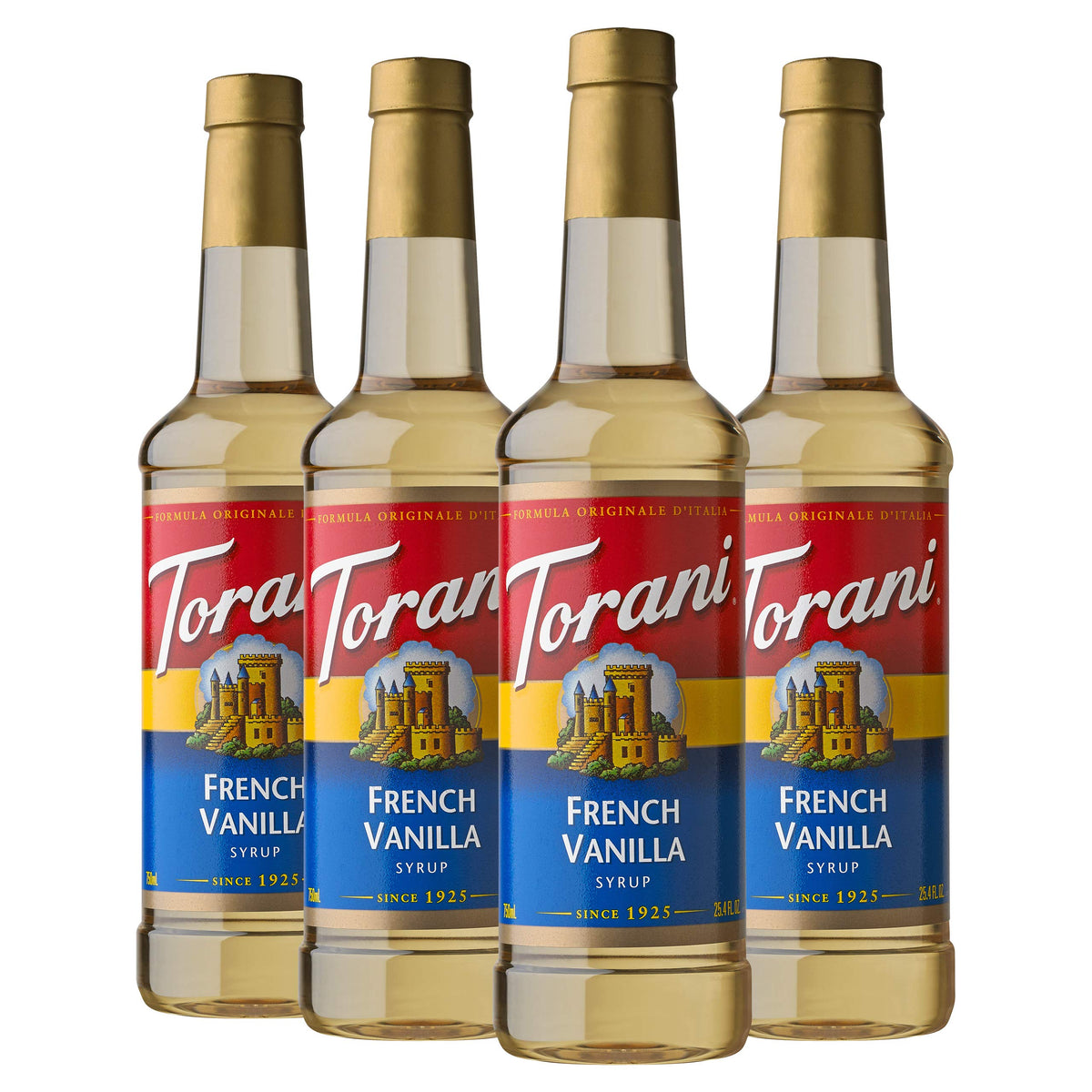 Torani French Vanilla syrup bottle pour to enhance lattes