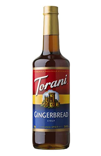 Torani Gingerbread Syrup bottle adds festive flavor with warm spice to drinks.