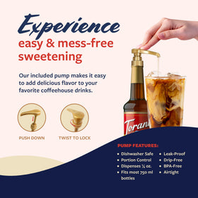 Torani Gold-standard flavoring process enhances coffee and desserts.