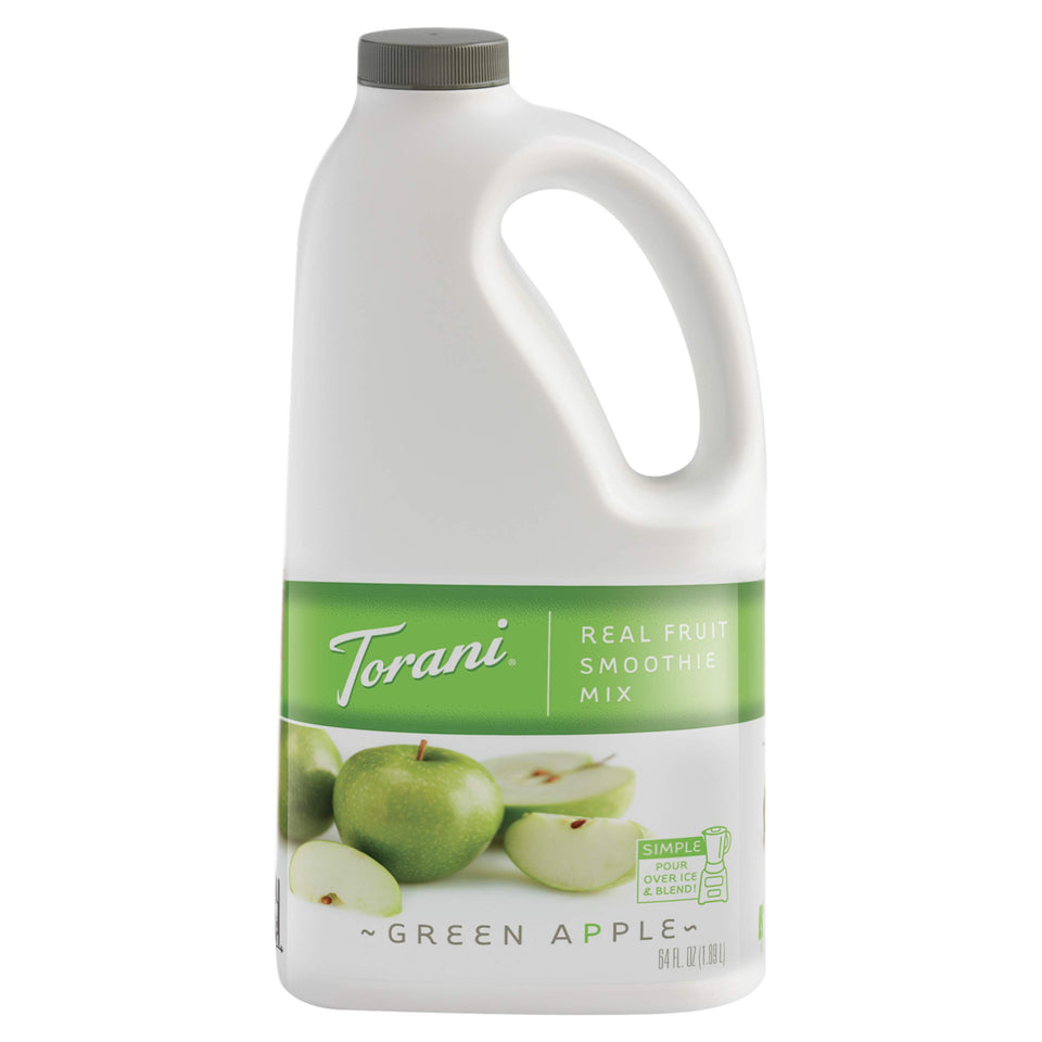 Torani green apple smoothie mix bottle pouring for a crisp, refreshing drink