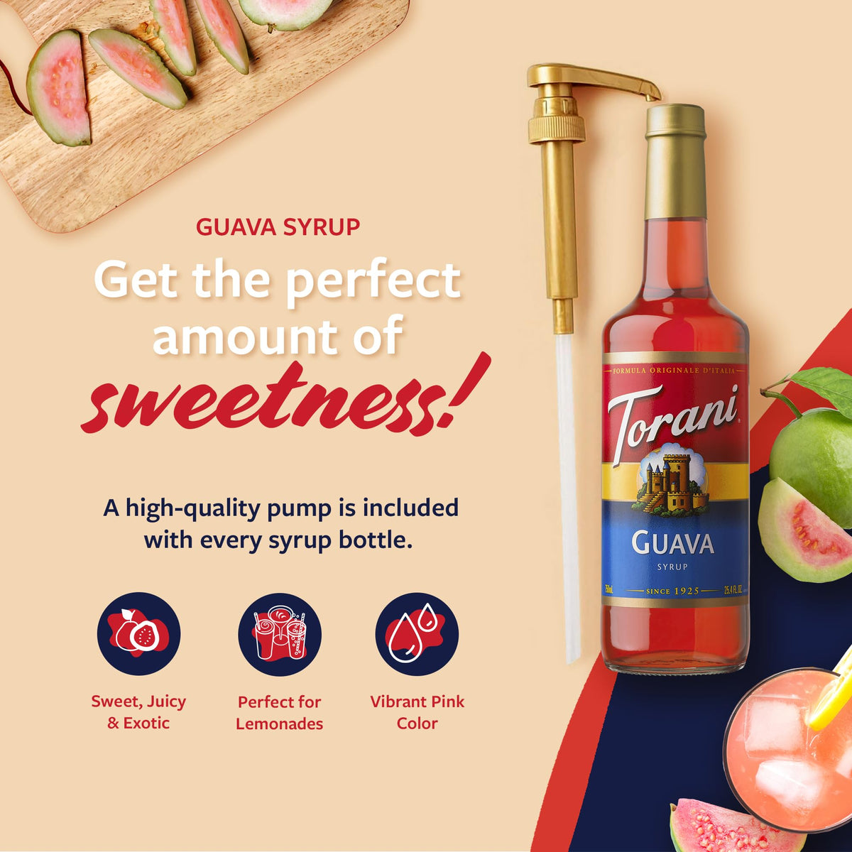 Torani Guava Syrup cocktail-mixing scene showcases versatile flavoring