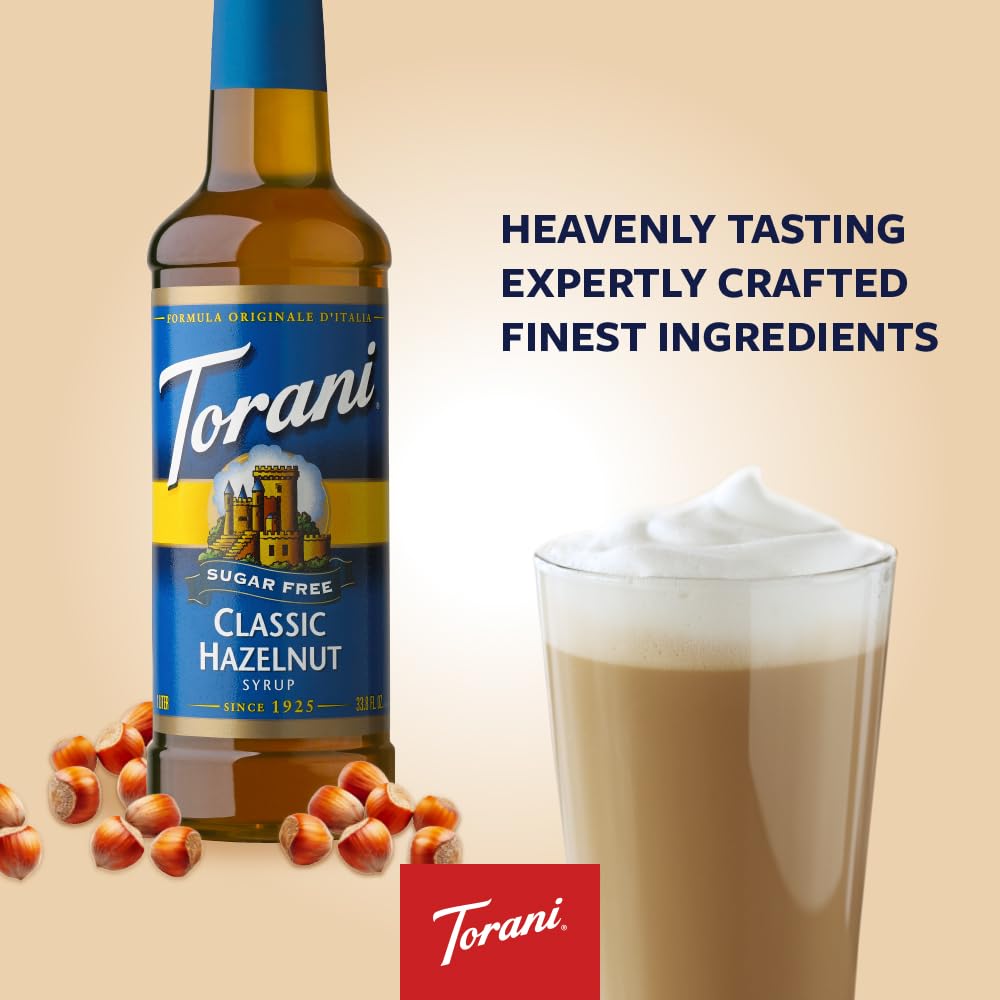 Latte creation featuring Torani Hazelnut syrup with nutty aroma