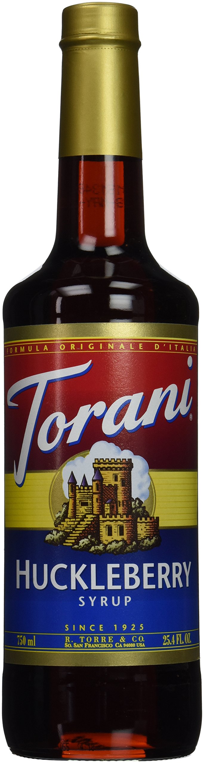 Torani Huckleberry Syrup bottle pour enhances beverages with berry brightness