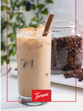 Torani iced coffee with salted caramel highlights bold, sugar-free flavor.