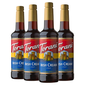 Torani Irish Cream syrup bottle with creamy vanilla notes for café drinks