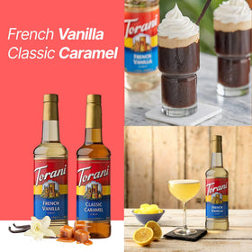 Torani Jimoco pump compatible with Classic Caramel syrup for easy pouring.